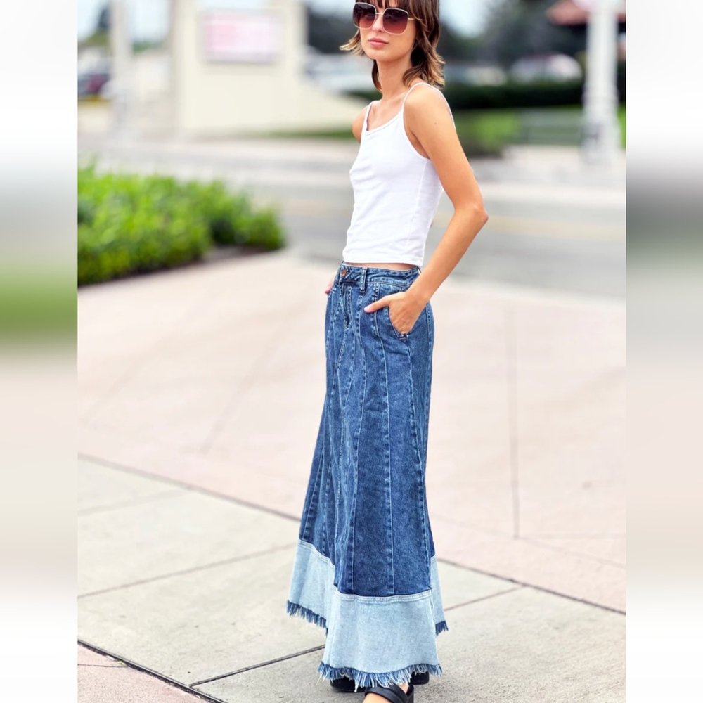 WashLab Denim Maxi Skirt (32)